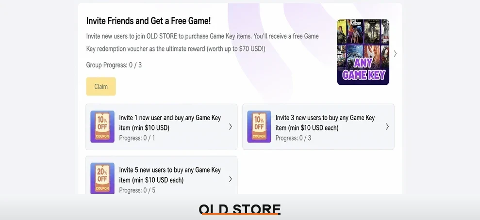 OLD STORE Invite for Coupons Page
