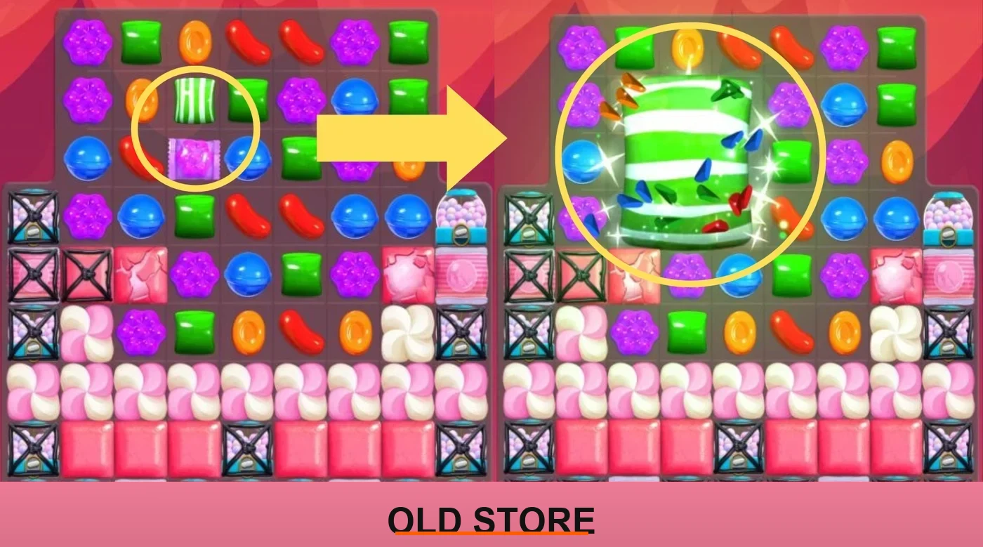 Candy Crush Saga Combo: Striped + Wrapped