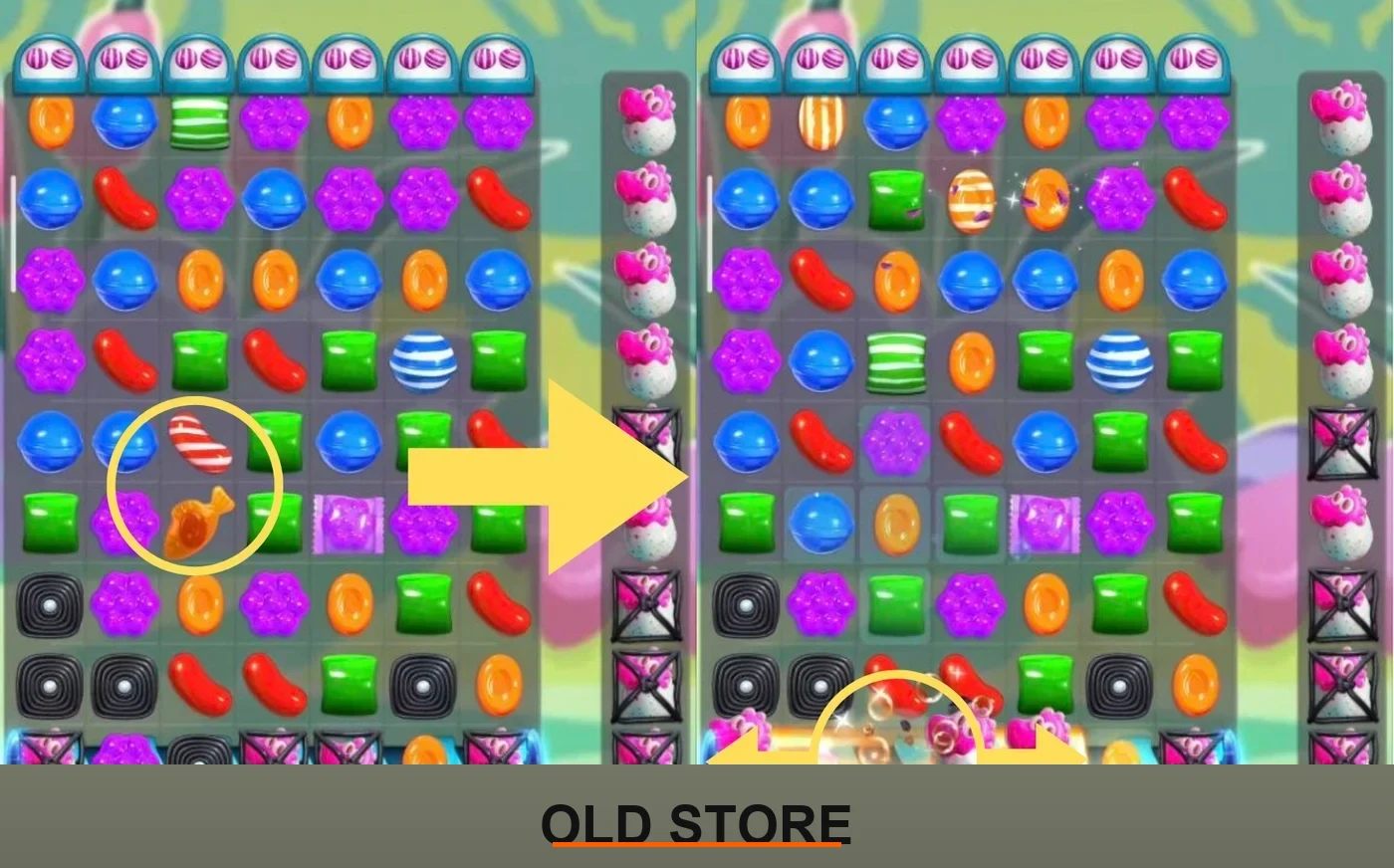 Candy Crush Saga Combo: Striped + Jelly Fish