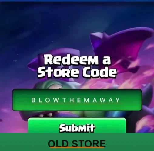 *(Image shows an arrow pointing to the code submission area on the Supercell Store site.)*