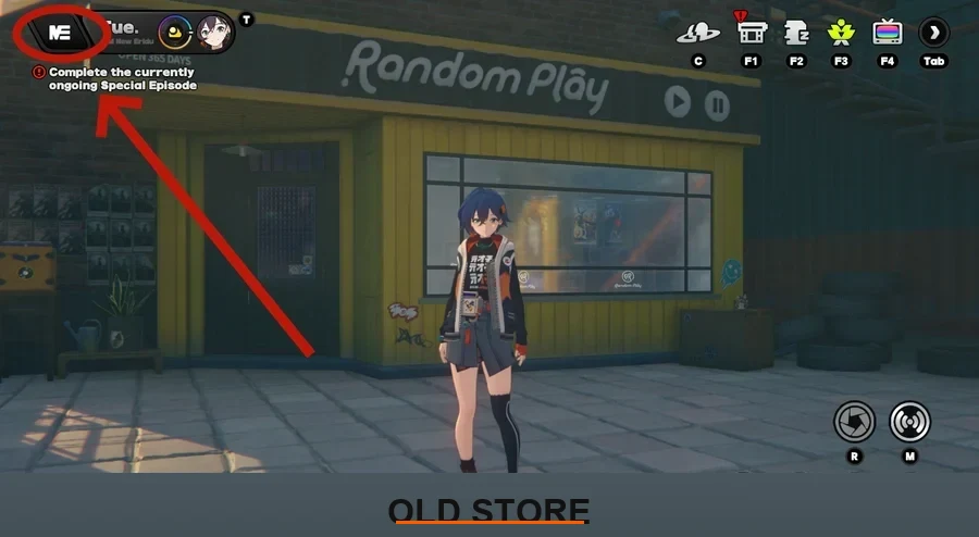 Position of Zenless Zone Zero Menu